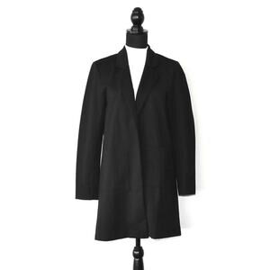 B2 NWT EILEEN FISHER Black Open Front Patch Pockets Long Blazer Size XS $298